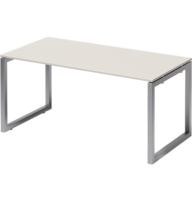 Schreibtisch Cito, 74cm (H), 160x80cm (BxT), rechteckig, weiß / silber