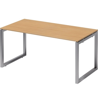 Schreibtisch Cito, 74cm (H), 160x80cm (BxT), rechteckig, buche / silber