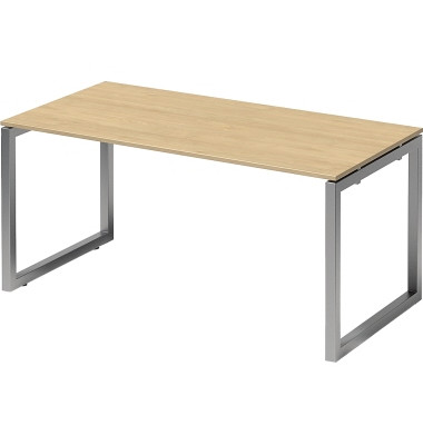 Schreibtisch Cito, rechteckig, ahorn / silber