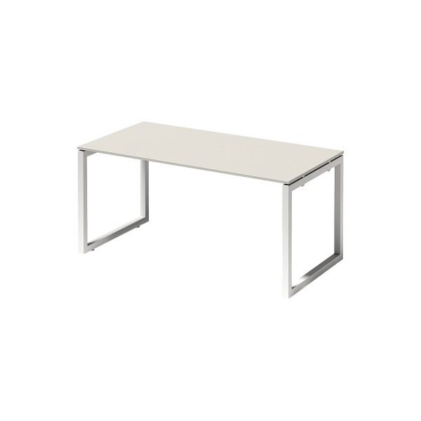 5020073993578 - Cito Schreibtisch Rechteckig Hellgrau O-Fuß-Gestell 1600 (B) x 800 (T) x 740 (H) mm MFC (Melaminbeschichtete Spanplatte) Stahl