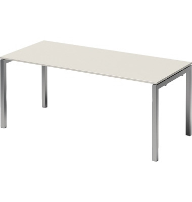 Schreibtisch Cito, 74cm (H), 180x80cm (BxT), rechteckig, weiß / silber