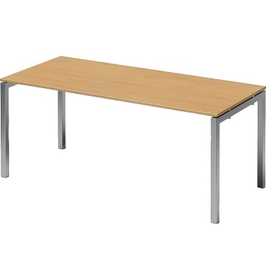 Schreibtisch Cito, rechteckig, buche / silber