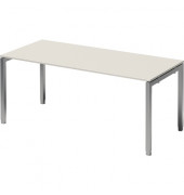 Schreibtisch Cito, höhenverstellbar, 65-85cm (H), 180x80cm (BxT), rechteckig, weiß / silber