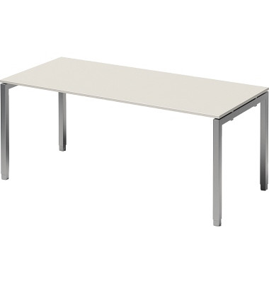 Schreibtisch Cito, h&ouml;henverstellbar, 65-85cm (H), 180x80cm (BxT), rechteckig, wei&szlig; / silber