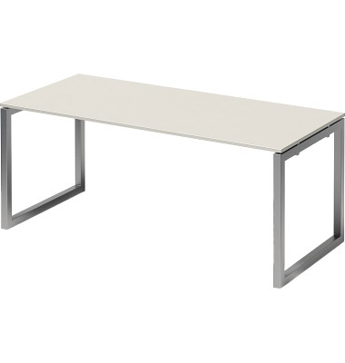 Schreibtisch Cito, 74cm (H), 180x80cm (BxT), rechteckig, weiß / silber