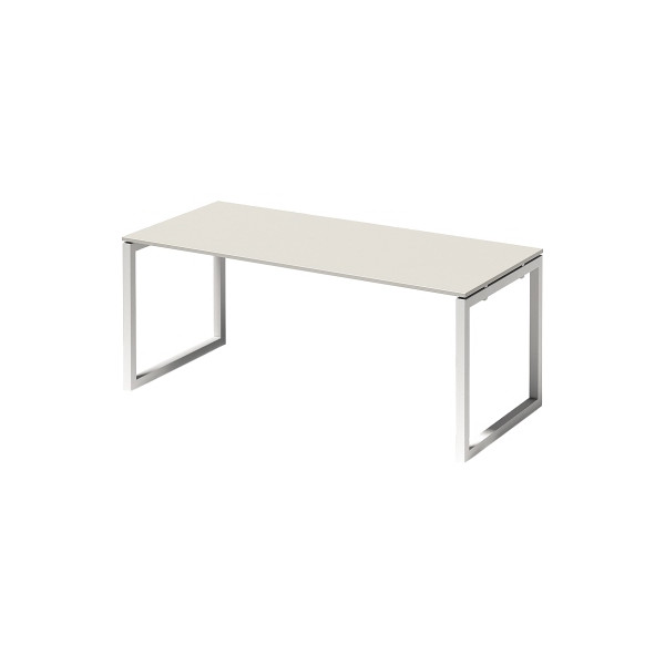 5020073993813 - Cito Schreibtisch 740 mm höhenfixes O-Gestell H 19 x B 1800 x T 800 mm Dekor grauweiß Gestell verkehrsweiß