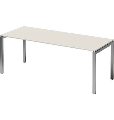 Schreibtisch Cito, 74cm (H), 200x80cm (BxT), rechteckig, weiß / silber