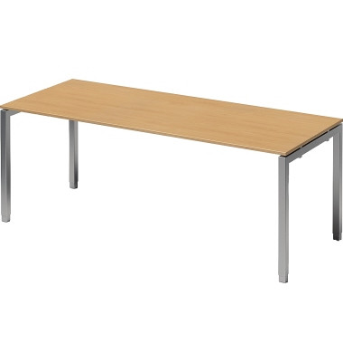 Schreibtisch Cito, rechteckig, buche / silber