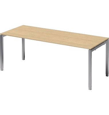 Schreibtisch Cito, h&ouml;henverstellbar, 65-85cm (H), 200x80cm (BxT), rechteckig, ahorn / silber