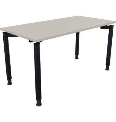 Schreibtisch All in One, manuell h&ouml;henverstellbar, 68-82cm (H), 140x70cm (BxT), rechteckig, lichtgrau / anthrazit metallic