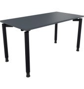 Schreibtisch All in One, manuell höhenverstellbar, 68-82cm (H), 140x70cm (BxT), rechteckig, lavagrau / anthrazit metallic