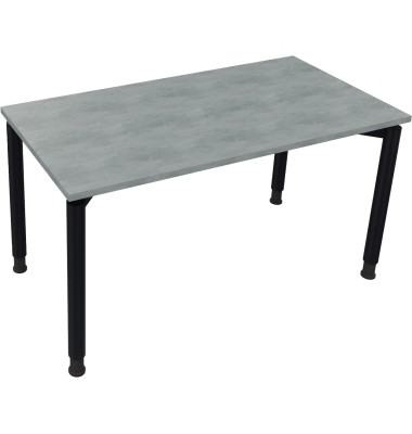 Schreibtisch All in One, manuell h&ouml;henverstellbar, 68-82cm (H), 140x70cm (BxT), rechteckig, beton hell / anthrazit metallic