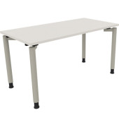 Schreibtisch All in One, manuell höhenverstellbar, 68-82cm (H), 140x70cm (BxT), rechteckig, weiß / silberaluminium