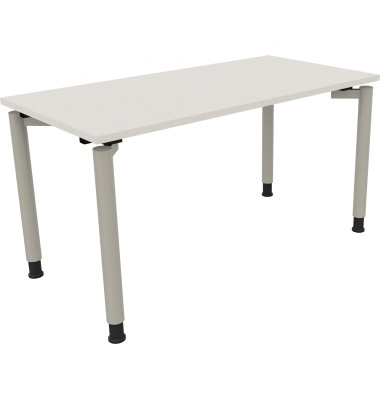 Schreibtisch All in One, manuell höhenverstellbar, 68-82cm (H), 140x70cm (BxT), rechteckig, weiß / silberaluminium Schreibtisch All in One, manuell höhenverstellbar, 68-82cm (H), 140x70cm (BxT), rechteckig, weiß / silberaluminium