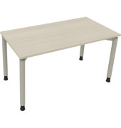 Schreibtisch All in One, manuell höhenverstellbar, 68-82cm (H), 140x70cm (BxT), rechteckig, akazie hell / silberaluminium
