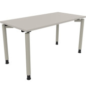 Schreibtisch All in One, manuell höhenverstellbar, 68-82cm (H), 140x70cm (BxT), rechteckig, lichtgrau / silberaluminium