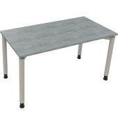 Schreibtisch All in One, manuell höhenverstellbar, 68-82cm (H), 140x70cm (BxT), rechteckig, beton hell / silberaluminium