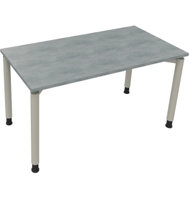 Schreibtisch All in One, manuell h&ouml;henverstellbar, 68-82cm (H), 140x70cm (BxT), rechteckig, beton hell / silberaluminium