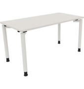 Schreibtisch All in One, manuell höhenverstellbar, 68-82cm (H), 140x70cm (BxT), rechteckig, weiß / weiß