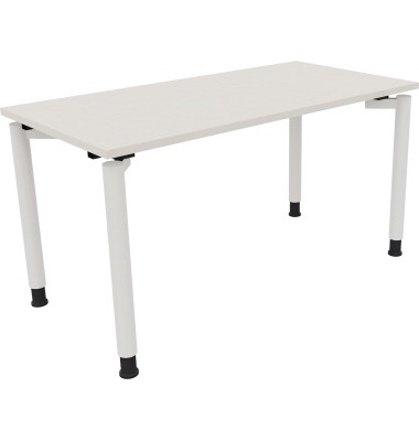 Schreibtisch All in One, manuell höhenverstellbar, 68-82cm (H), 140x70cm (BxT), rechteckig, weiß / weiß