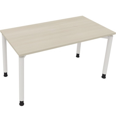 Schreibtisch All in One, manuell h&ouml;henverstellbar, 68-82cm (H), 140x70cm (BxT), rechteckig, akazie hell / wei&szlig;