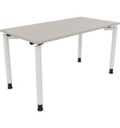 Schreibtisch All in One, manuell höhenverstellbar, 68-82cm (H), 140x70cm (BxT), rechteckig, lichtgrau / weiß