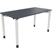 Schreibtisch All in One, manuell höhenverstellbar, 68-82cm (H), 140x70cm (BxT), rechteckig, lavagrau / weiß