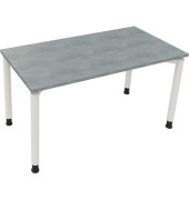 Schreibtisch All in One, manuell höhenverstellbar, 68-82cm (H), 140x70cm (BxT), rechteckig, beton hell / weiß