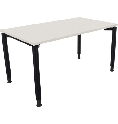 Schreibtisch All in One, manuell höhenverstellbar, 68-82cm (H), 140x80cm (BxT), rechteckig, weiß / anthrazit metallic