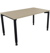 Schreibtisch All in One, manuell höhenverstellbar, 68-82cm (H), 140x80cm (BxT), rechteckig, eiche natur / anthrazit metallic