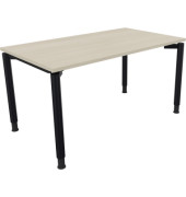 Schreibtisch All in One, manuell höhenverstellbar, 68-82cm (H), 140x80cm (BxT), rechteckig, akazie hell / anthrazit metallic