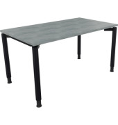 Schreibtisch All in One, manuell höhenverstellbar, 68-82cm (H), 140x80cm (BxT), rechteckig, beton hell / anthrazit metallic