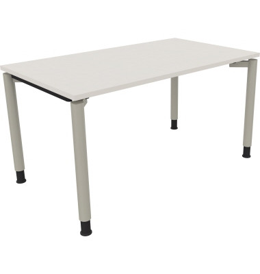 Schreibtisch All in One, manuell h&ouml;henverstellbar, 68-82cm (H), 140x80cm (BxT), rechteckig, wei&szlig; / silberaluminium