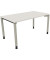 Schreibtisch All in One, manuell höhenverstellbar, 68-82cm (H), 140x80cm (BxT), rechteckig, weiß / silberaluminium