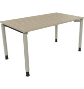 Schreibtisch All in One, manuell höhenverstellbar, 68-82cm (H), 140x80cm (BxT), rechteckig, eiche natur / silberaluminium