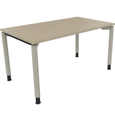 Schreibtisch All in One, manuell höhenverstellbar, 68-82cm (H), 140x80cm (BxT), rechteckig, eiche natur / silberaluminium Schreibtisch All in One, manuell höhenverstellbar, 68-82cm (H), 140x80cm (BxT), rechteckig, eiche natur / silberaluminium