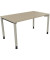 Schreibtisch All in One, manuell höhenverstellbar, 68-82cm (H), 140x80cm (BxT), rechteckig, eiche natur / silberaluminium