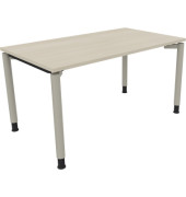 Schreibtisch All in One, manuell höhenverstellbar, 68-82cm (H), 140x80cm (BxT), rechteckig, akazie hell / silberaluminium