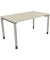 Schreibtisch All in One, manuell höhenverstellbar, 68-82cm (H), 140x80cm (BxT), rechteckig, akazie hell / silberaluminium