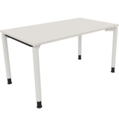 Schreibtisch All in One, manuell höhenverstellbar, 68-82cm (H), 140x80cm (BxT), rechteckig, weiß / weiß
