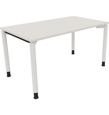 Schreibtisch All in One, manuell h&ouml;henverstellbar, 68-82cm (H), 140x80cm (BxT), rechteckig, wei&szlig; / wei&szlig;