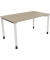 Schreibtisch All in One, manuell höhenverstellbar, 68-82cm (H), 140x80cm (BxT), rechteckig, eiche natur / weiß