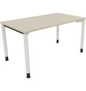 Schreibtisch All in One, manuell höhenverstellbar, 68-82cm (H), 140x80cm (BxT), rechteckig, akazie hell / weiß