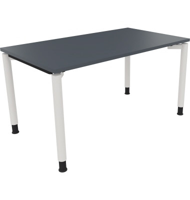 Schreibtisch All in One, manuell höhenverstellbar, 68-82cm (H), 140x80cm (BxT), rechteckig, lavagrau / weiß