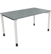 Schreibtisch All in One, manuell höhenverstellbar, 68-82cm (H), 140x80cm (BxT), rechteckig, beton hell / weiß