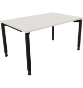 Schreibtisch All in One, manuell höhenverstellbar, 68-82cm (H), 140x90cm (BxT), rechteckig, weiß / anthrazit metallic