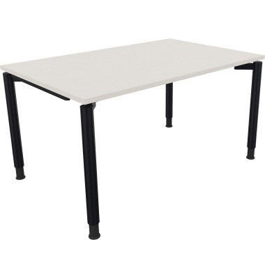 Schreibtisch All in One, manuell höhenverstellbar, 68-82cm (H), 140x90cm (BxT), rechteckig, weiß / anthrazit metallic