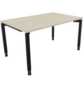 Schreibtisch All in One, manuell höhenverstellbar, 68-82cm (H), 140x90cm (BxT), rechteckig, akazie hell / anthrazit metallic