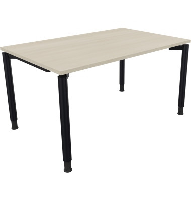 Schreibtisch All in One, manuell höhenverstellbar, 68-82cm (H), 140x90cm (BxT), rechteckig, akazie hell / anthrazit metallic