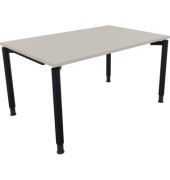 Schreibtisch All in One, manuell höhenverstellbar, 68-82cm (H), 140x90cm (BxT), rechteckig, lichtgrau / anthrazit metallic